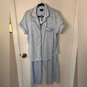 KATE SPADE BLUE DITZY FLORAL JERSEY KNIT PAJAMA SET SIZE XL
